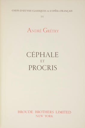 Item #28748 Céphale et Procris. [Piano-vocal score]. André-Ernest-Modeste GRÉTRY