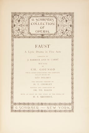 Item #28828 Faust A Lyric Drama in Five Acts Libretto by J. Barbier and M. Carré ... Vocal Score...