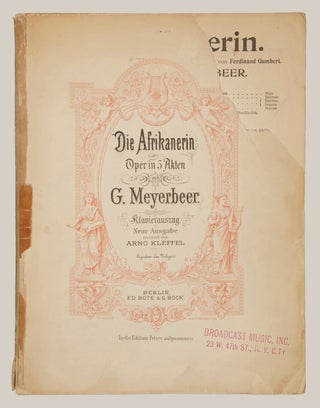 Item #28884 Die Afrikanerin Oper in 5 Akten ... Klavierauszug Neue Ausgabe revidiert von Arno...