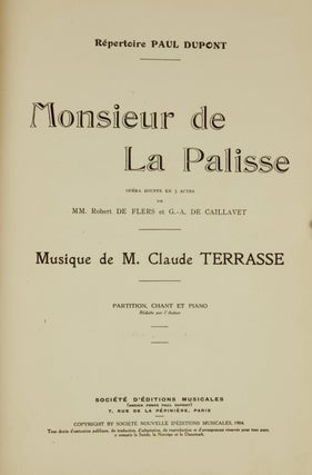 Item #29068 Monsieur de La Palisse Opéra Bouffe en 3 Actes de MM. Robert de Flers et G.-A. de...