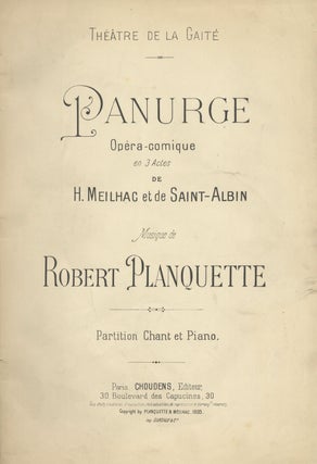 Item #29331 Panurge Opéra-comique en 3 Actes de H. Meilhac et de Saint-Albin ... Partition Chant...
