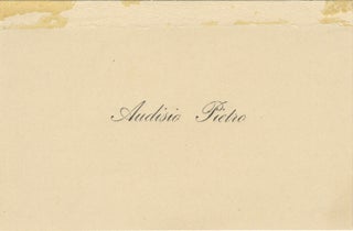 Printed visiting card of the noted tenor with 6-line autograph sentiment signed in full to verso