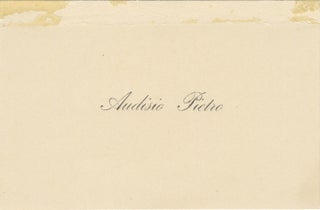 Printed visiting card of the noted tenor with 6-line autograph sentiment signed in full to verso