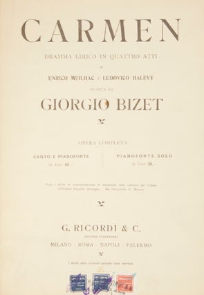 Item #29526 Carmen Dramma Lirico in Quattro Atti di Enrico Meilhac e Ludovico Halevy ... Opera...