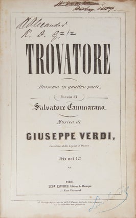 Item #29596 Il Trovatore Dramma in quattro parti, Poesia di Salvatore Cammarano... Prix net 12f....
