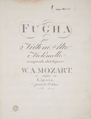Item #29625 [K. 546]. Fugha per 2 Violini, Alto 3 Violoncello ... No. I. Pr. Wolfgang Amadeus MOZART