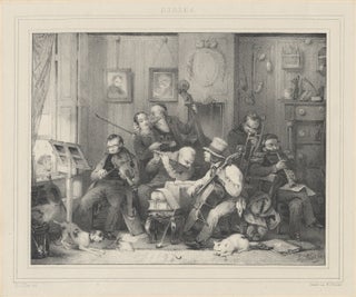 Item #29821 Lithograph of a group of 19th century instrumentalists by H.J. Backer after a drawing...