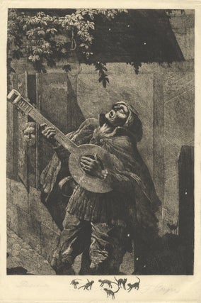 Item #29839 Etching and aquatint of the character Beckmesser in Wagner's opera Die Meistersinger...