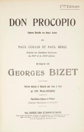 Item #29931 Don Procopio Opéra Bouffe en deux Actes de Paul Collin et Paul Bérel. Georges BIZET