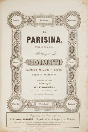 Item #30256 La Parisina, Opéra en Deux Actes... Partition de Piano et Chant, Paroles Italiennes....