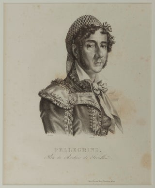 Item #30323 Bust-length portrait lithograph after Parent of Pelligrini as Figaro in Rossini's...