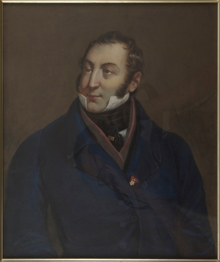 Item #30330 Lithographic portrait by Henry Grevedon after the painting by Lescot, overpainted in gouache and watercolour and laid down onto board. Ca. 1828. Gioachino ROSSINI.