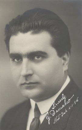 Item #31089 Bust-length postcard photograph of the Italian tenor. Signed "G. Damacco" and dated...