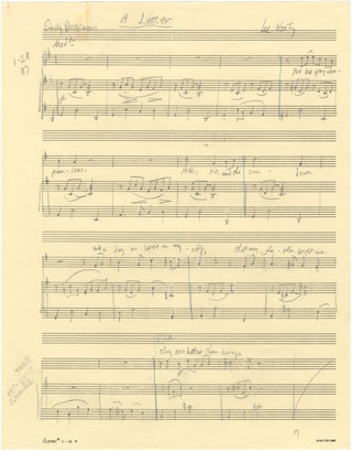 Item #31126 A Letter. Autograph musical manuscript of a song for voice and piano dated January...