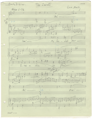 The Saints [The Shining Place]. Song for voice and piano. Autograph musical manuscript dated December 23, 24, and Christmas Day, 1989. Text by Emily Dickinson.