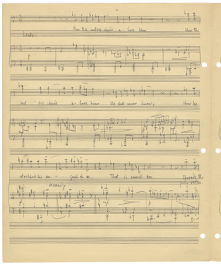 The Drowned Boy. Song for voice and piano. Autograph musical manuscript dated Philadelphia, April 14, 1952 at conclusion. Text by Emily Dickinson.