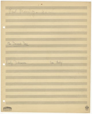 The Drowned Boy. Song for voice and piano. Autograph musical manuscript dated Philadelphia, April 14, 1952 at conclusion. Text by Emily Dickinson.