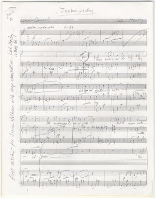 Item #31134 Jabberwocky. Autograph manuscript of a song for voice and piano. Text by Lewis. Lee...