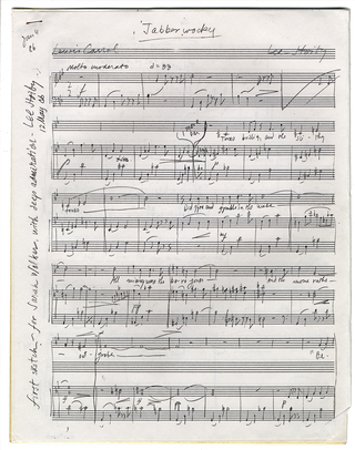 Jabberwocky. Autograph manuscript of a song for voice and piano. Text by Lewis Carroll