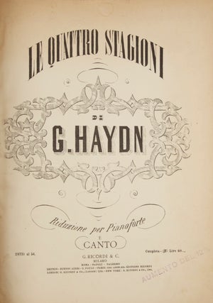 Item #31315 [H. XXI:3]. Le Quattro Stagioni ... Riduzione per Pianoforte e Canto ... Completa-(B)...