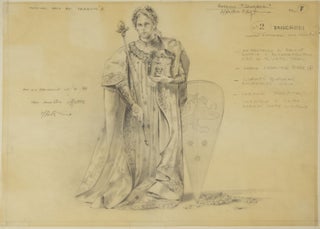 Item #31383 Fine original drawing in pencil of a costume design for the character of Tancredi in...