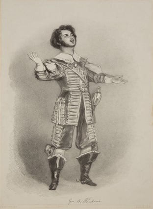 Item #31407 Role portrait as Arturo in Bellini's I Puritani. Lithograph by R. J. Lane. Giovanni...