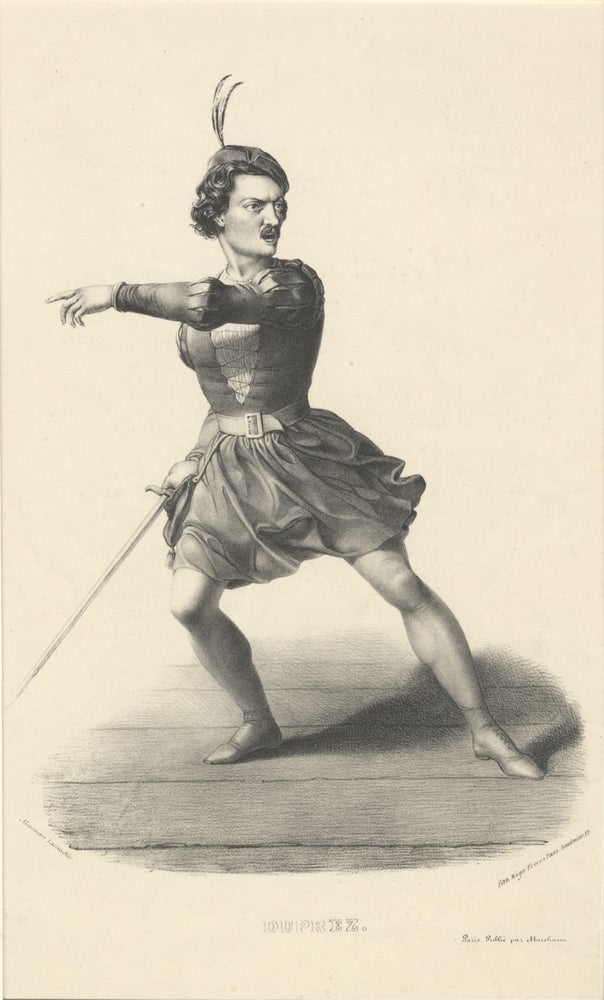 Item #31486 Role portrait as Arnold from Rossini's Guillaume Tell. Lithograph by Alexandre Lacauchie. Gilbert DUPREZ.