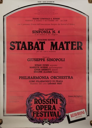 Item #32023 Large poster for Rossini's Stabat Mater performed at the Rossini Opera Festival in....