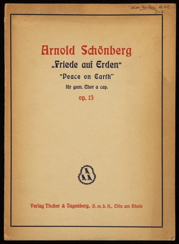 Item #32103 [Op. 13]. "Friede auf Erden" Arnold SCHOENBERG.