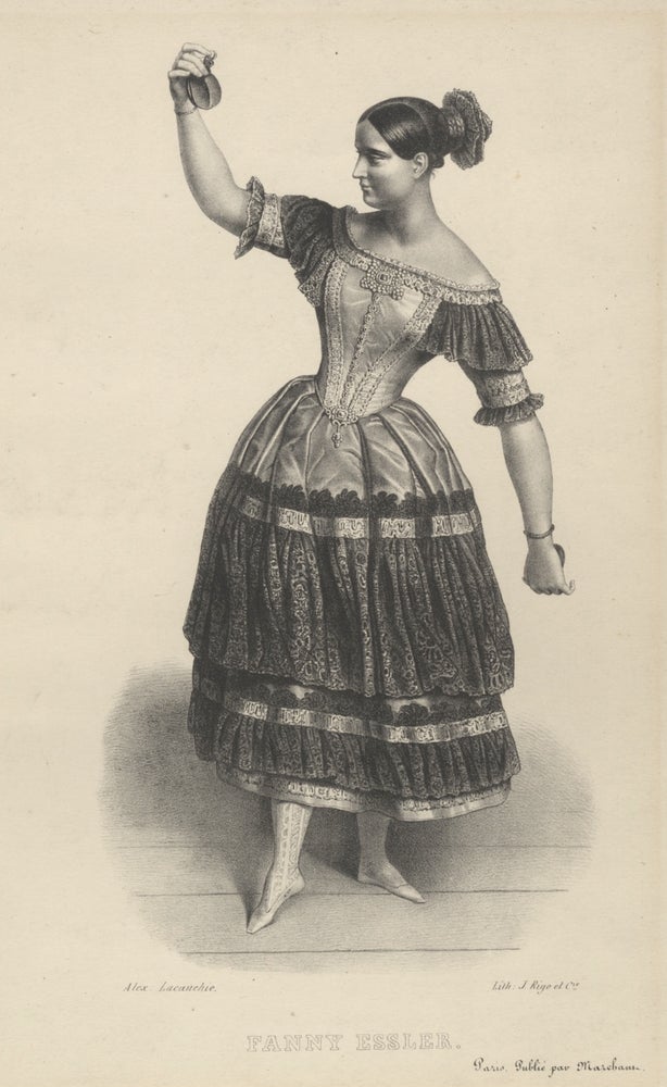 Item #32226 Full-length lithograph of Elssler by Alexandre Lacauchie in the role of Florinda in the ballet Le Diable Boiteux. Fanny ELSSLER.