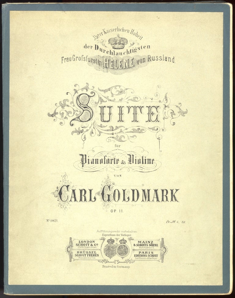 Item #32260 Suite für Pianoforte & Violine ... Op. 11. Karl GOLDMARK.