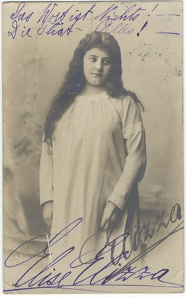 Item #32407 Role portrait postcard photograph of the Austrian soprano, with autograph signature....