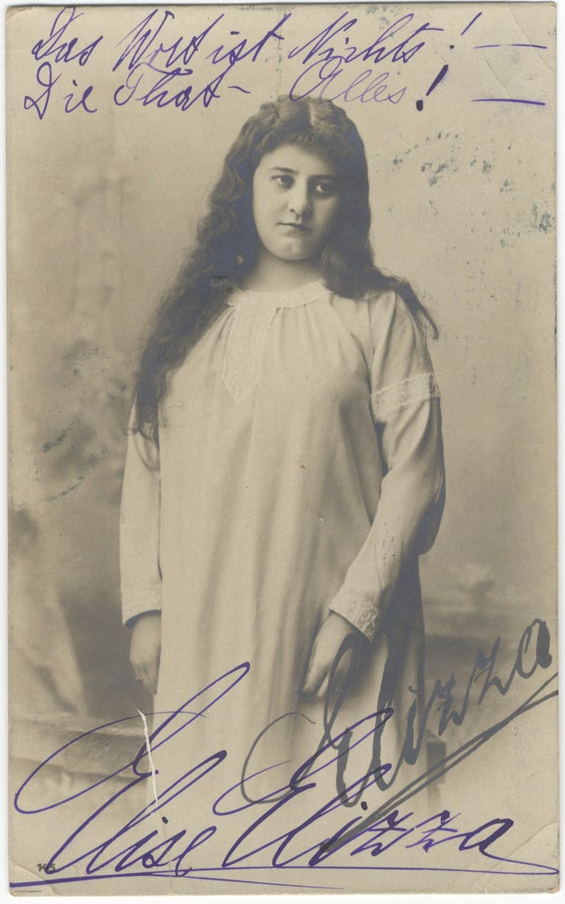 Item #32407 Role portrait postcard photograph of the Austrian soprano, with autograph signature. Elise ELIZZA.