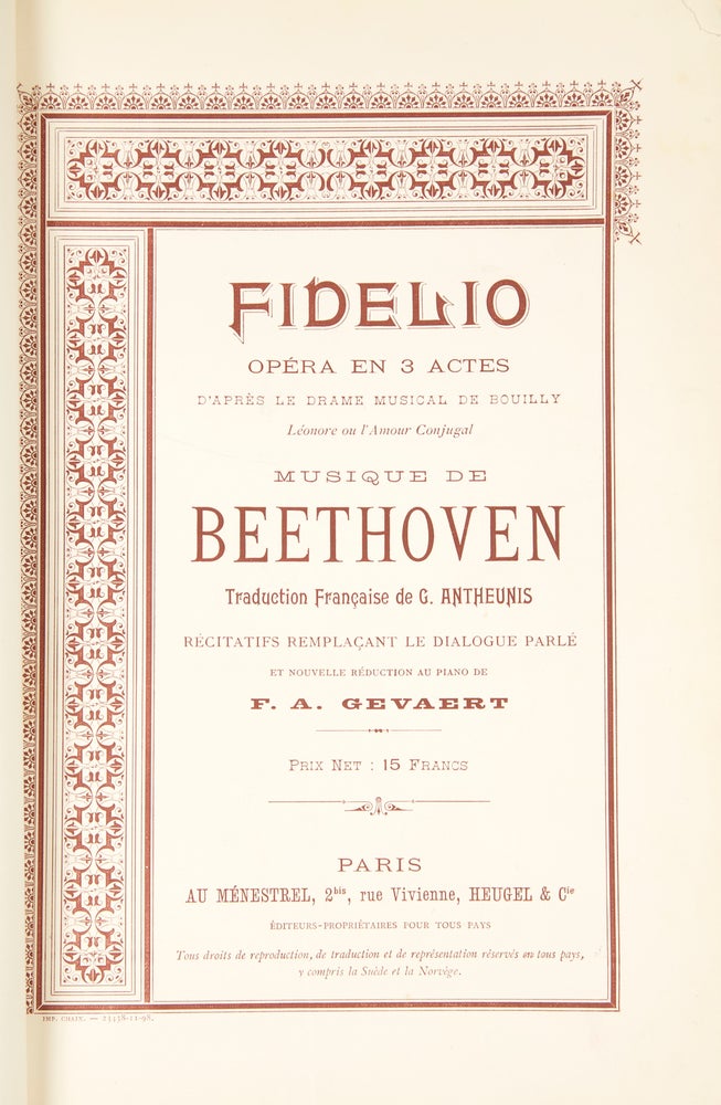 Item #32501 [Op. 72; arr.]. Fidelio [Piano-vocal score]. Ludwig van BEETHOVEN.