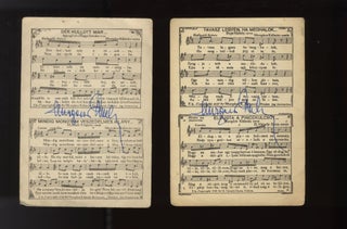 Item #32939 Two postcards with printed music, both with autograph signatures in blue ink....