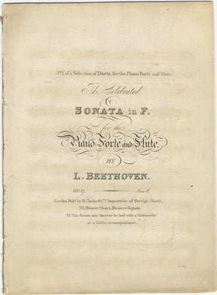 Item #33106 [Op. 17]. The Celebrated Sonata in F [piano part only]. Ludwig van BEETHOVEN