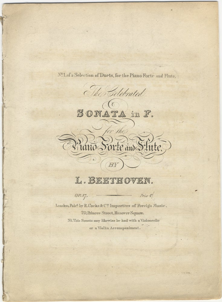 Item #33106 [Op. 17]. The Celebrated Sonata in F [piano part only]. Ludwig van BEETHOVEN.