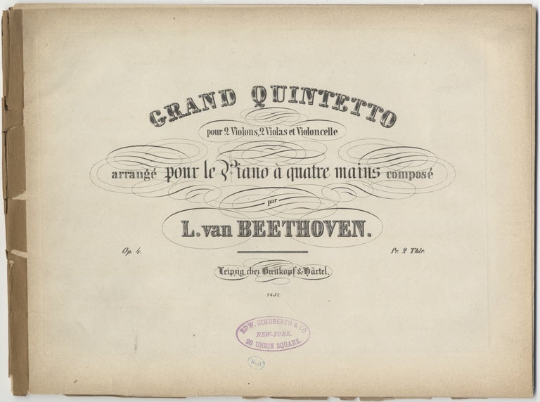 Item #33109 [Op. 4; arr.]. Grand Quintetto [Piano 4-hands]. Ludwig van BEETHOVEN.