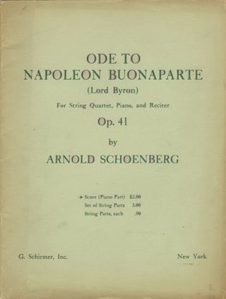 Item #33259 [Op. 41]. Ode to Napoleon Bonaparte [Full score]. Arnold SCHOENBERG