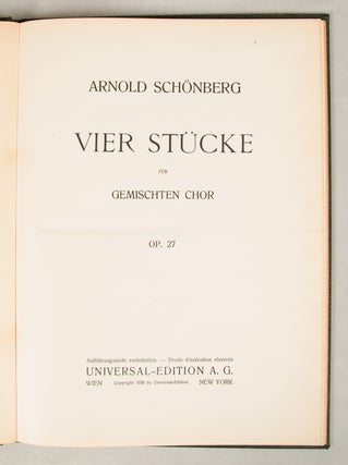 Item #33284 [Op. 27]. Vier Stücke für gemischten Chor Op. 27. Arnold SCHOENBERG