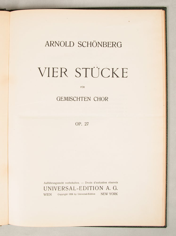 Item #33284 [Op. 27]. Vier Stücke für gemischten Chor Op. 27. Arnold SCHOENBERG.