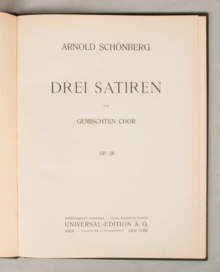 Item #33285 [Op. 28]. Drei Satiren [Score]. Arnold SCHOENBERG