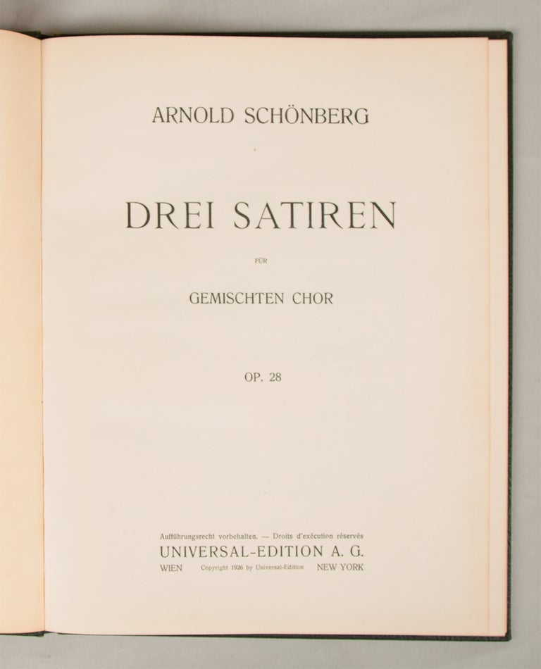 Item #33285 [Op. 28]. Drei Satiren [Score]. Arnold SCHOENBERG.