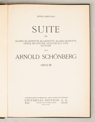 Item #33290 [Op. 29]. Suite [Full score]. Arnold SCHOENBERG