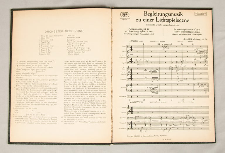 Item #33292 [Op. 34]. Begleitungsmusik zu einer Lichtspielscene [Full score]. Arnold SCHOENBERG.