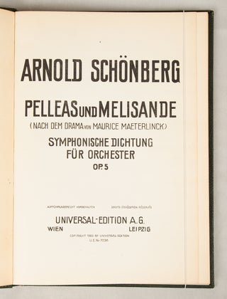 Item #33319 [Op. 5]. Pelleas und Melisande [Study score]. Arnold SCHOENBERG