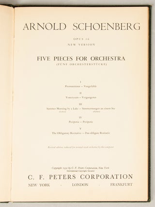 Item #33320 [Op. 16]. Five Pieces for Orchestra [Study score]. Arnold SCHOENBERG