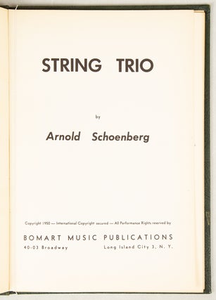 Item #33323 [Op. 45]. String Trio [Score]. Arnold SCHOENBERG
