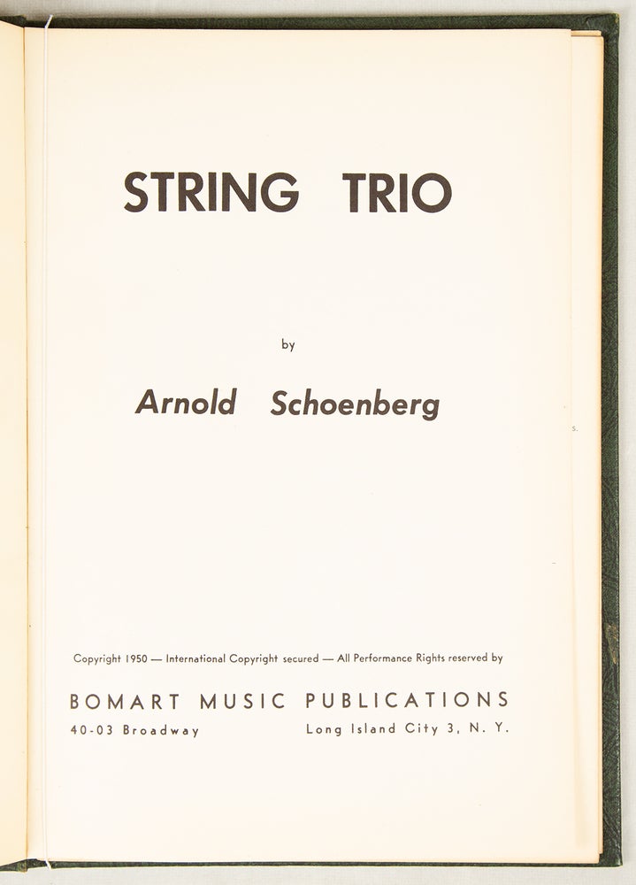 Item #33323 [Op. 45]. String Trio [Score]. Arnold SCHOENBERG.