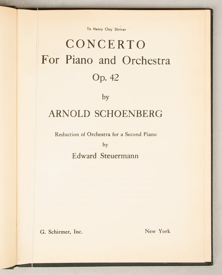 Item #33325 [Op. 42]. Concerto For Piano and Orchestra [2-piano score]. Arnold SCHOENBERG.